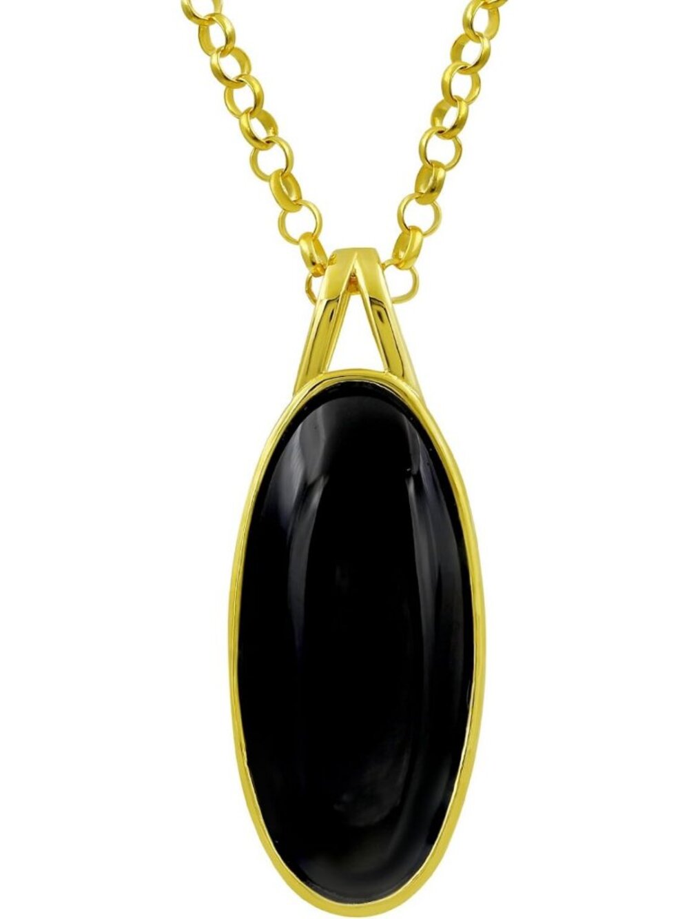 Elegant Gold Plated Lapis & Black Onyx Pendant Necklace for Women - Perfect